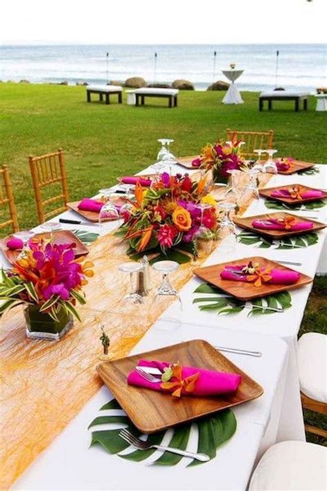 30 Amazing Bold Tropical Wedding Centerpieces | Boda en la playa, Boda