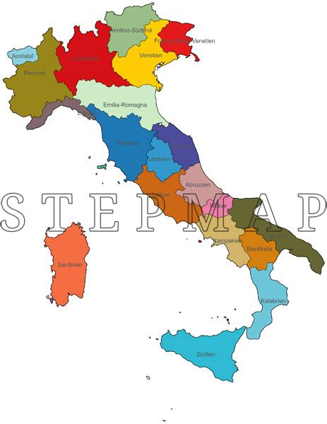 In italien wird gern und häufig motorrad gefahren. StepMap - Landkarte Politische Karte Italien