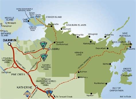 Map Northern Territory Coast In Australia Kakadu National Park