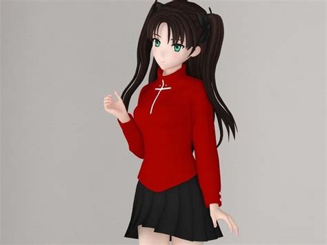 Rin Tohsaka Anime Girl Pose D Model Cgtrader