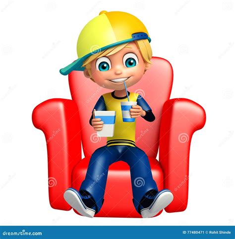 Kid Boy With Sitting On Chair Stock Illustration Illustration Of