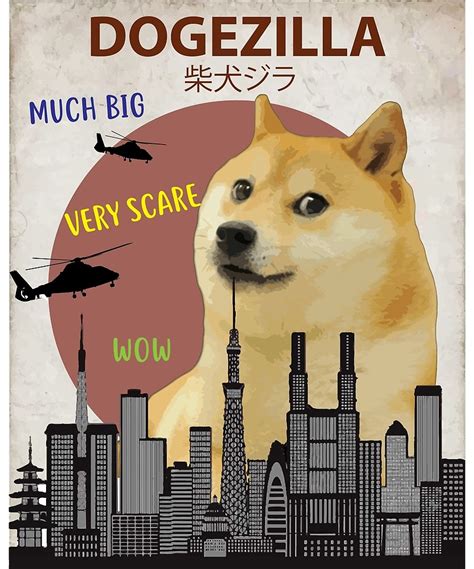 Dogezilla Funny Doge Meme Giant Shiba Inu By