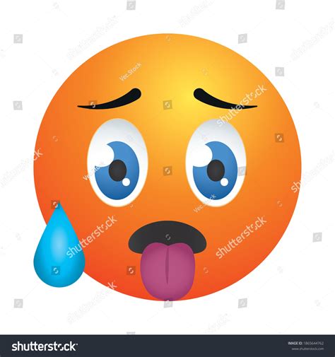 Hot Emoji Face Icon Over White Stock Vector Royalty Free