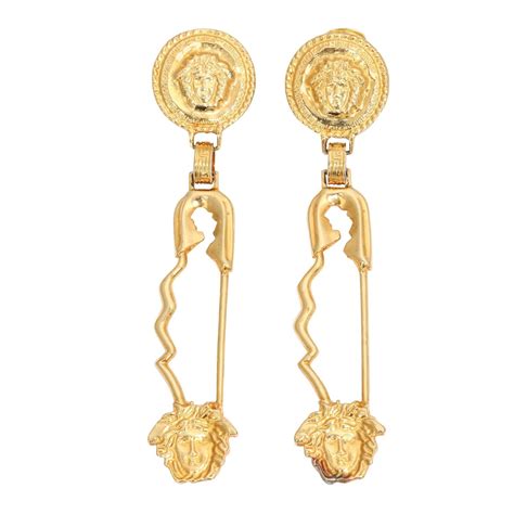 Rare Gianni Versace Large Safety Pin Earrings At 1stdibs