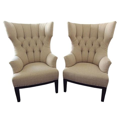 Pair Of Classic Upholstered Wingback Chairs With Nailhead Trim At 1stdibs