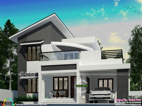 Slanting Roof Mix Modern 4 Bhk House Design Kerala Home Design And