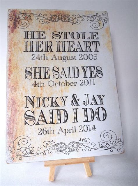 Shabby Chic Wedding Sign Vintage Style Plaque He Stole Etsy Shabby