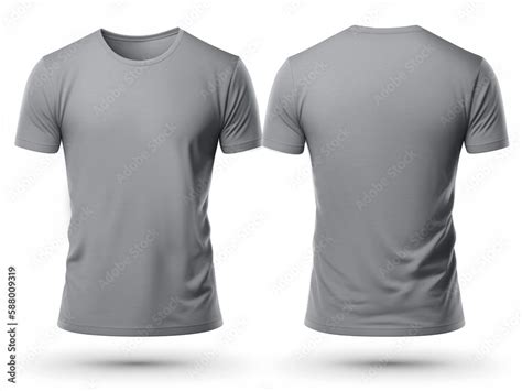 Grey T Shirt Front And Back Blank T Shirt Mockup Template For Design