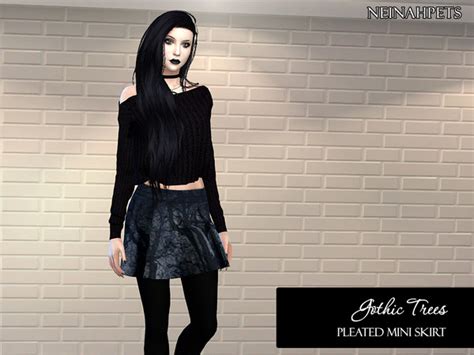 Gothic Trees Pleated Mini Skirt By Neinahpets At Tsr Sims 4 Updates