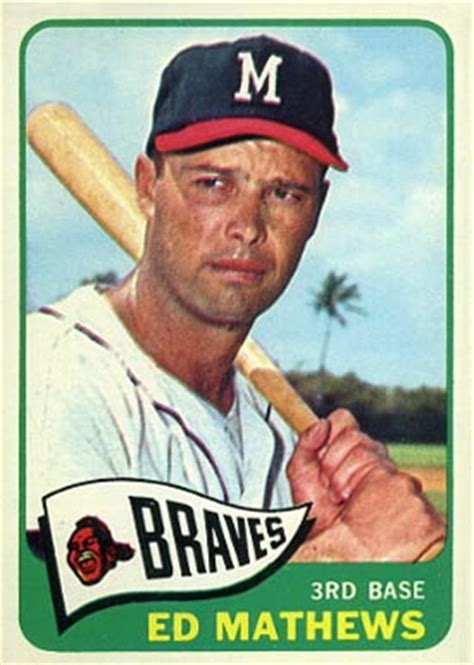 Exceeded rookie limits during 1952 season. 1965 Topps Eddie Mathews #500 Baseball Card Value Price Guide