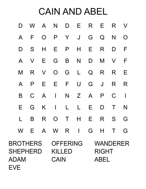 Cain And Abel Word Search Wordmint