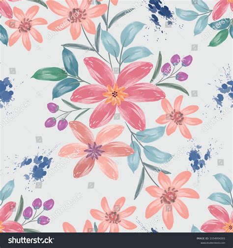 Watercolor Flowers Vector Seamless Pattern This Stock Vector Royalty
