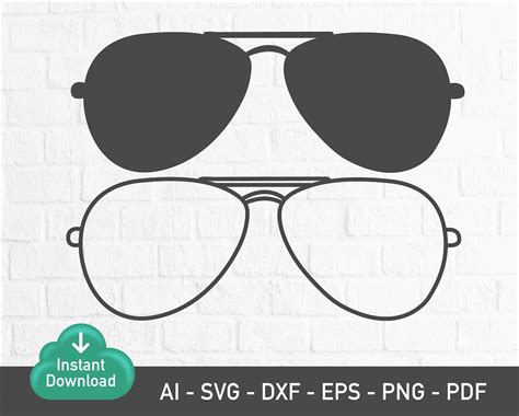 Aviator Sunglasses Svg Aviators Svg Sunglasses Silhouette Etsy