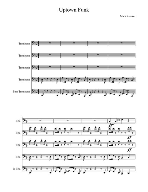 Uptown Funk Sheet Music For Trombone Mixed Quartet Download And