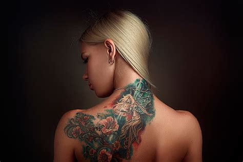 Hd Wallpaper Womens Floral Tattoo Back Russia Anya Anna Stepan