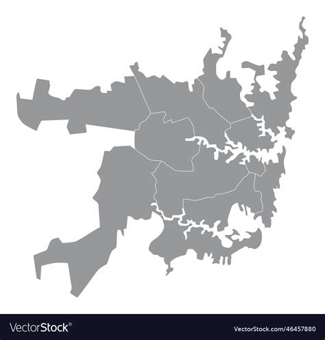 Greater Sydney Map Royalty Free Vector Image Vectorstock