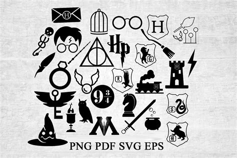 Harry Potter Symbols Svg Free Svg Cut File Bundles Picture Art The