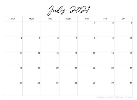 Get A Pretty Free Printable July 2021 Calendars Receive 4 Pretty