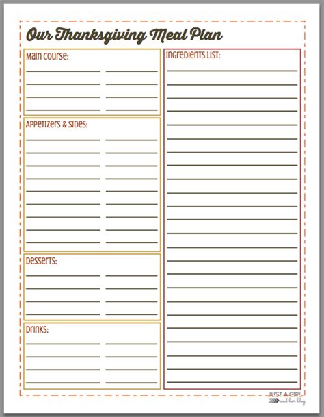 5 Free Thanksgiving Meal Planner Printables Sabrina Sandoval