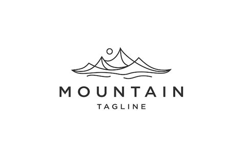 Premium Vector Mountain Line Art Logo Design Template Flat Vector