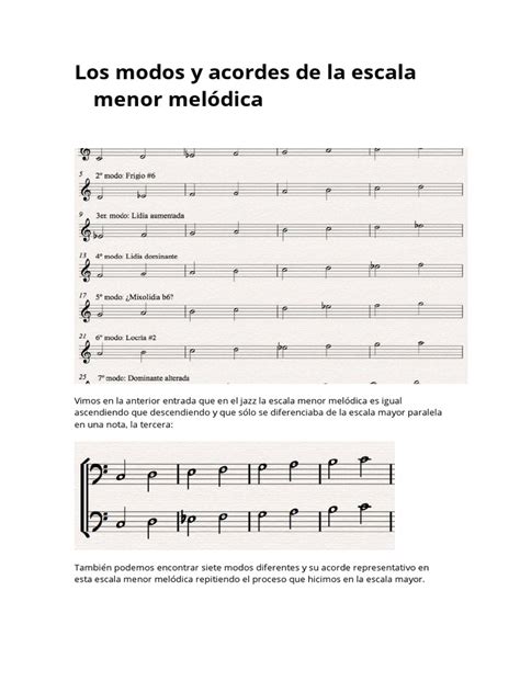 Los Modos Y Acordes De La Escala Menor Melódica Scale Music Minor