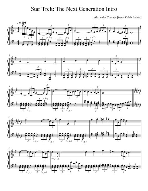 Star Trek The Next Generation Intro Sheet Music For Piano Solo