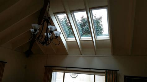 You can install tubular skylights in an off center location and reduce its visual impact. 3 ‪#‎VELUX‬ Fixed Skylights installed to the raked exposed ...