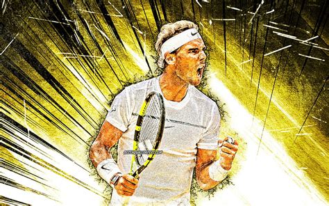 Rafael Nadal Grunge Art Spanish Tennis Players Atp Yellow Abstract