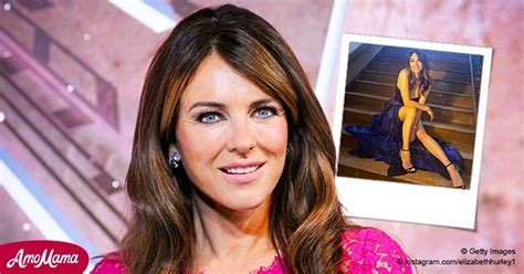 Elizabeth Hurley 55 Puts On A Leggy Display Posing In This Stunning