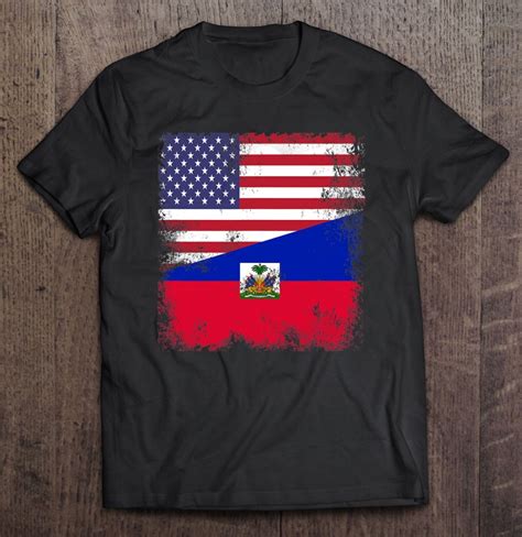 Half Haitian Flag Vintage Haiti Usa T T Shirts Hoodies Sweatshirts And Png Teeherivar