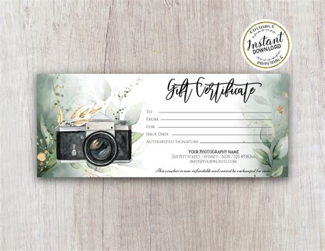 Photography Gift Certificate Templates Printable Gift Certificate Photo