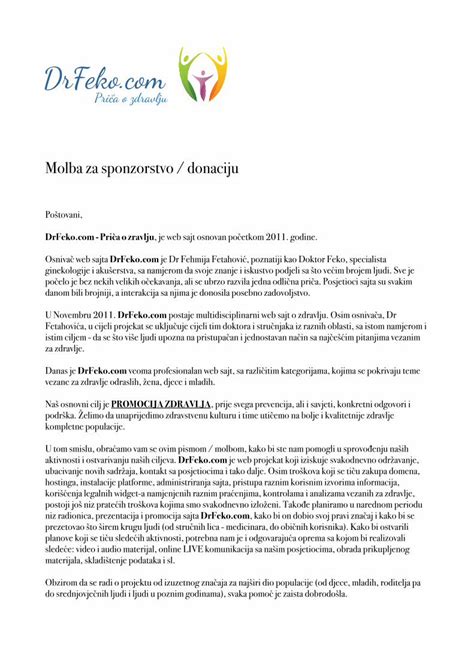 PDF Molba za sponzorstvo donaciju Priča o PDF fileMolba za
