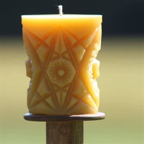 Beeswax Candle Pillar With Real Dried Flowers Natural 6 Inches Etsy