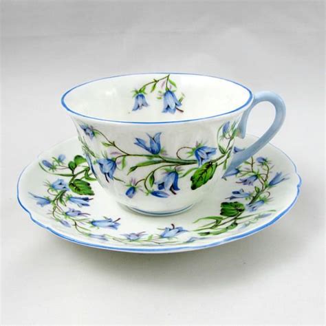 Shelley Harebell Demitasse Small Tea Cup And Saucer Blue Trimming