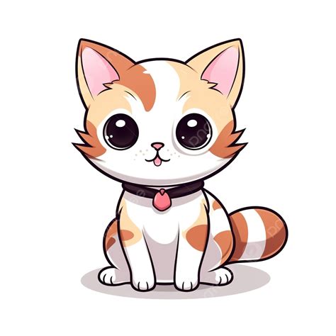 Cute Kawaii Playful Calico Kitty Cat Cartoon Drawing Doodle Outline
