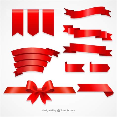 Premium Vector Collection Of Red Ribbons