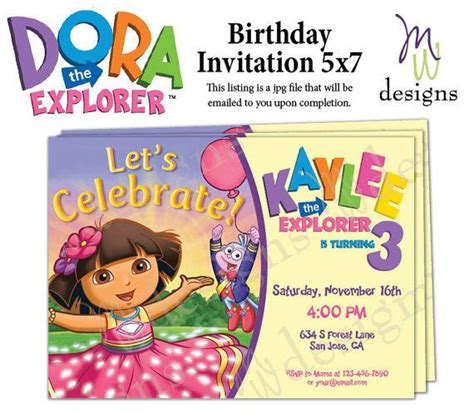 Dora The Explorer Birthday Invitation Printable Printable Birthday