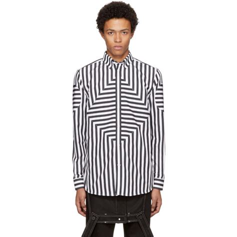 Givenchy Black And White Panelled Striped Shirt Givenchy