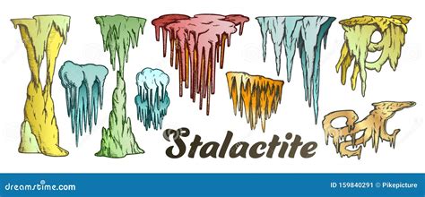 Stalactite And Stalagmite Color Set Vector Stock Vector Illustration