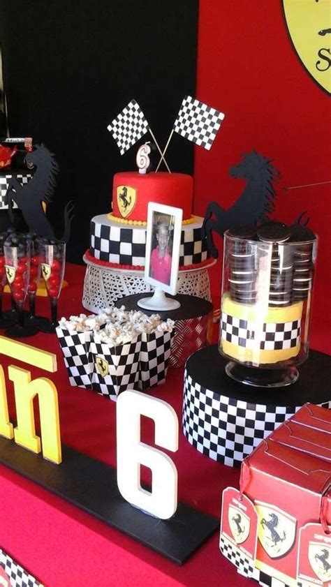 Decoración de cumpleaños de autos de carrera! Ferrari Birthday Party Ideas | Photo 10 of 14 | Race car birthday party, Bike birthday parties ...