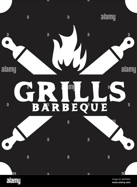 Grills Barbeque Restaurant Logo Design Inspiration Vector Template