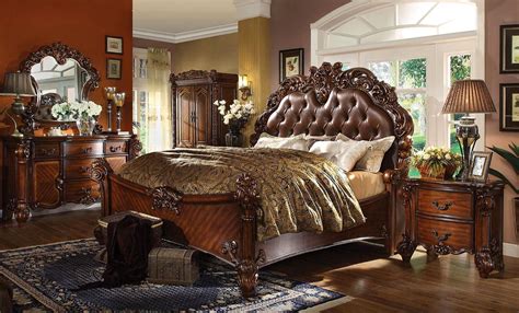 This rustic, yet contemporary, king bedroom set offers plenty of storage and plenty of style. Vendome 4pc Upholstered Brown Victorian California King ...