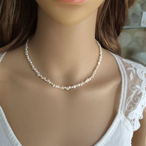 Tiny Freshwater Pearl Choker Necklace Simple Pearl Bridal Necklace
