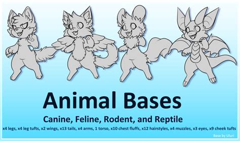 Furry Base Lineart Pack Canine Feline Rodent And Reptile P2u