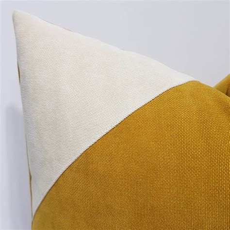 Mustard Yellow Pillow Cover Yellow And Cream Pillow Case Etsy