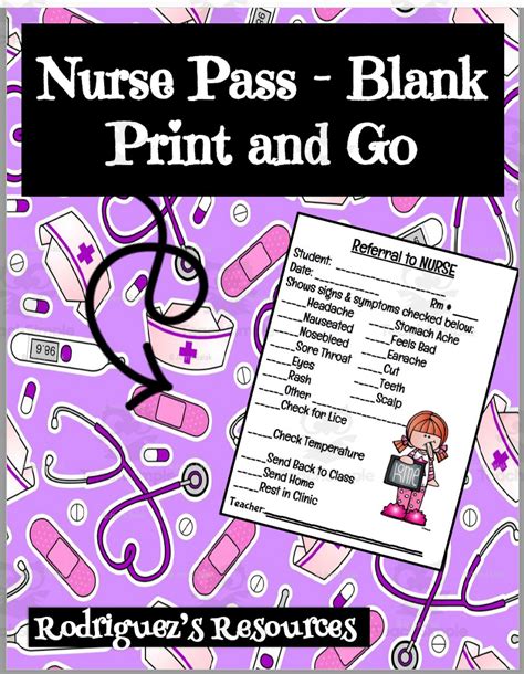 Nurse Pass Blank Print And Go By Teach Simple