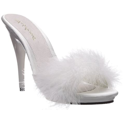 Women's livana slide dress mules, created for macy's. Weiss 13 cm POISE-501F Mules Schuhe mit Marabou Federn ...