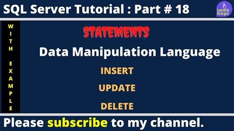 Dml Data Manipulation Language Insert Update Delete Sql Server Tutorial For Beginners