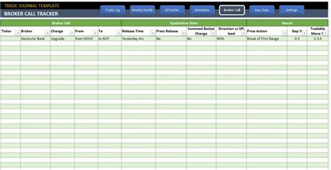 Trading Journal Excel Template Journal Template Excel Templates