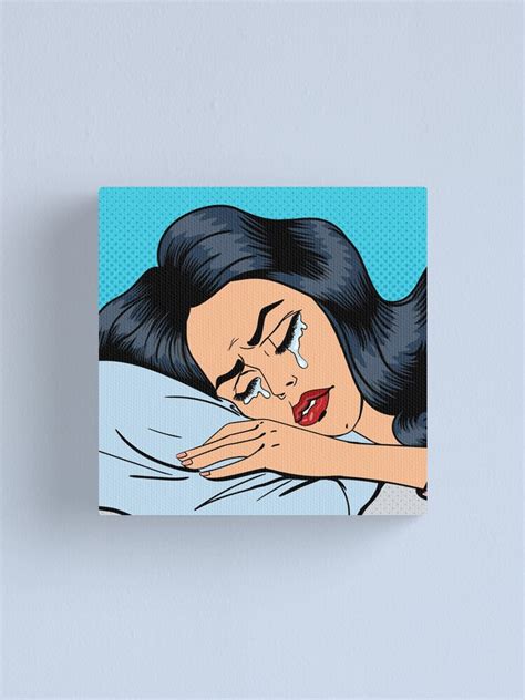 crying woman exhausted woman woman crying in a pillow pop art canvas print by ivector